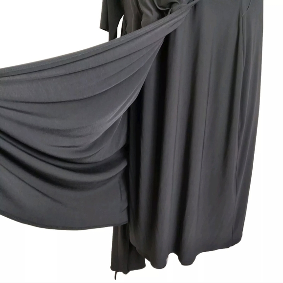 IGIGI Solid Black Stretchy Faux Wrap Dress Formal Cocktail Plus Size 18/20 - Picture 10 of 14